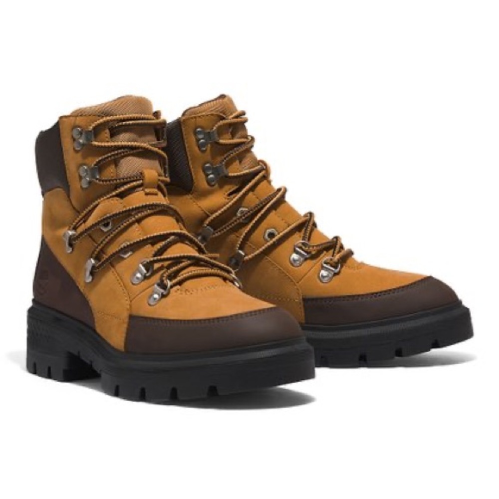 Brown and black timberland hiking boots sz 8.5